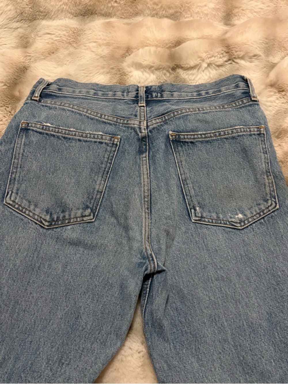 AGOLDE Fen High-Rise Relaxed Light Blue Distressed Tapered Jeans - Picture 5 of 7